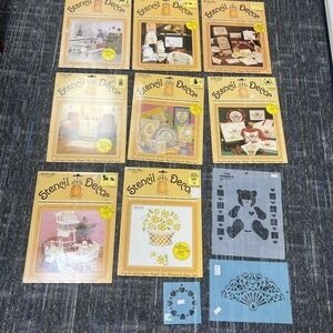 Lot Of 8 New Pks Vintage Plaid Enterprises Stencil Decor Mylar‎ Stencils 8.5x11